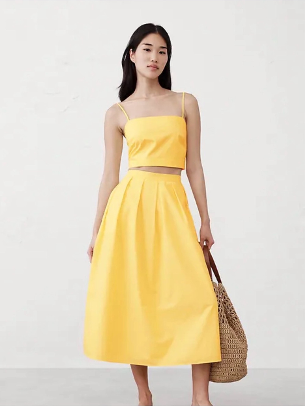 Banana Republic Bright Yellow Midi Skirt & Top